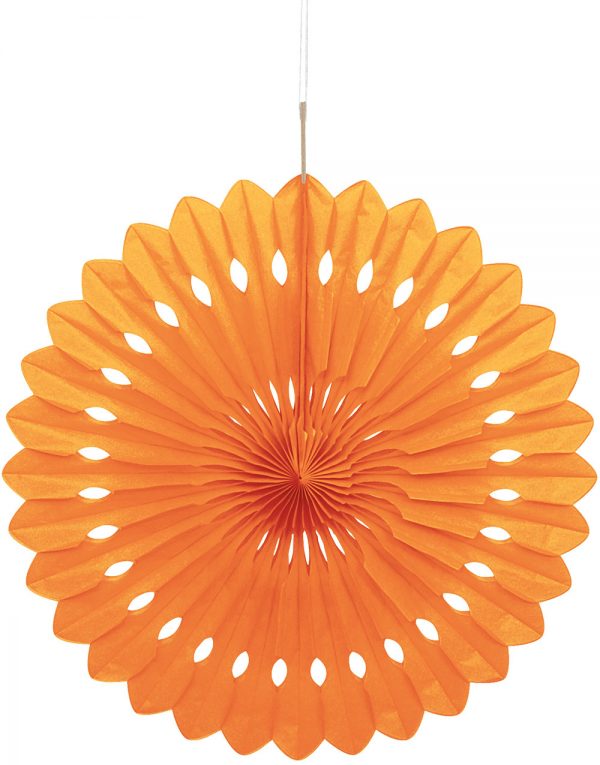 1 st Orange Dekorationssolfjäder i Silkespapper 40 cm -