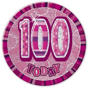 100-års födelsedagsemblem - rosa - 15 cm -
