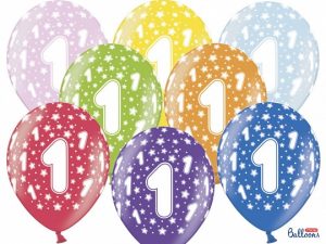 1-års ballonger flerfärgad 10-pack -