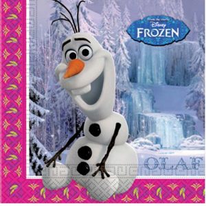 20 st Servetter med Motiv av Olaf/Elsa och Anna 33x33 cm - Frost - Disney Frozen -