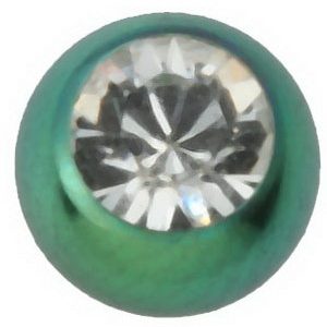 3 mm - Grön med blank sten - Titan kula till 1