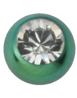 3 mm - Grön med blank sten - Titan kula till 1