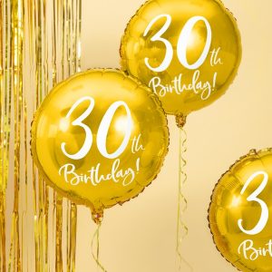 30-års heliumballong guld -