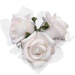4 stk Vita Blomsterpynt med Tyll och Sugkoppar 10 cm -