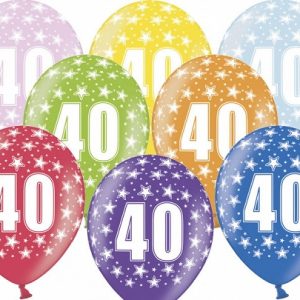 40-års ballonger flerfärgad 10-pack -