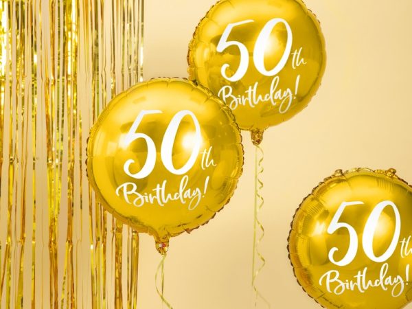 50-års heliumballong guld -