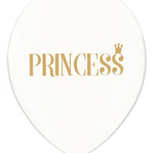 6 stk Genomskinliga Princess Ballonger 30 cm - Glitter Prinsessa -