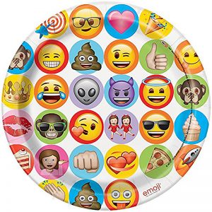 8 stk Papptallrikar med Smileys 22 cm - Emoji -