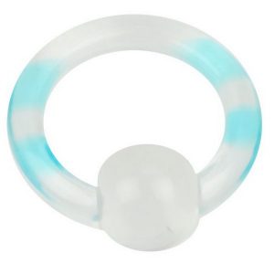 Akryl Aqua Stripes Ball Closure Ring Piercing -