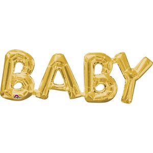 BABY - Guldfärgad Folieballong för Luft 22x66 cm -