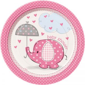 Baby Shower Girl Assietter Umbrellaphant -
