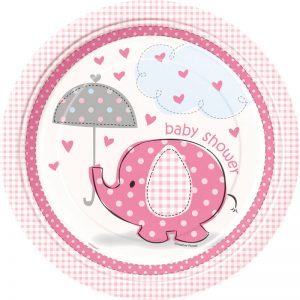 Baby Shower Girl Papptallrikar Umbrellaphant -