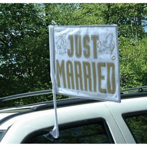 Bilflagga "Just married -