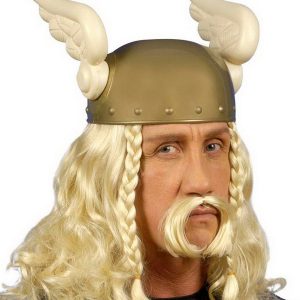 Blond Asterix/Vikingperuk med Mustasch -