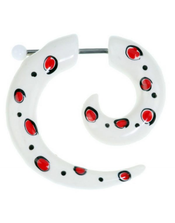 Curled White With Red Spots - Fejkpiercing -