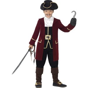 Deluxe Pirat kapten barn maskeraddräkt -