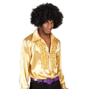 Discoskjorta med krås guld XL -