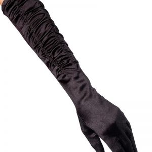Draperade svarta silkeshandskar -