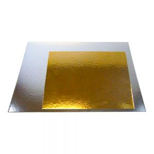 Fyrkantiga Tårtbrickor Guld & Silver 25 cm - CAKESUPPLIES
