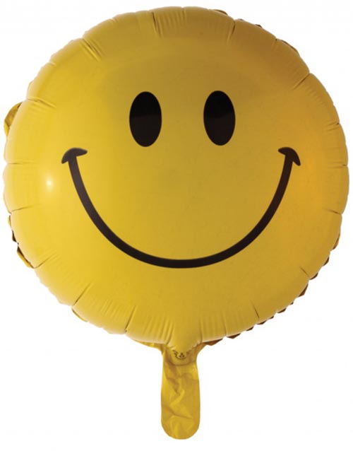 Gul Smiley Folieballong 46 cm -