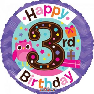 Happy 3 Birthday Girl - Folieballong 46 cm -