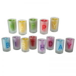Happy Birthday Färgade Ljus i Glas -