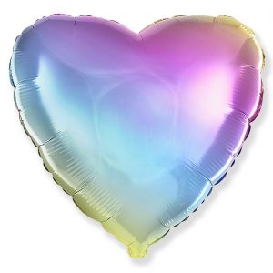 Heliumballong hjärta pastell regnbåge -