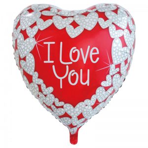 I Love You Silver Hjärtan Folieballong XL -