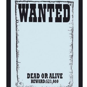 Inramad Spegel med Motiv - Wanted Dead Or Alive - 22 x 32 cm -