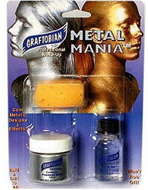 Metal Mania(TM) - Cosmetic Powdered Metals - Graftobian SILVER Sminkkit 3 Delar -