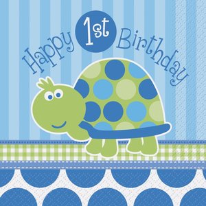 Pappersservetter 2-lagers - Sköldpadda 1-års födelsedag 16 st -