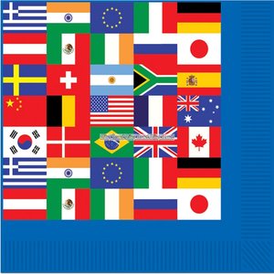Pappersservetter internationella flaggor 2-lagers - 16 st -
