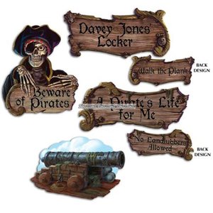 Pirat skyltar pappfigurer - 4 st -