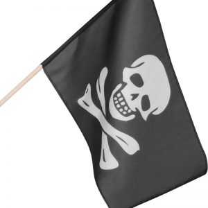 Piratflagga med Vit Dödskalle - Pirates of the Seven Seas -