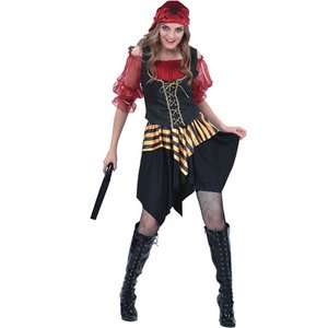 Piratkvinna röd maskeraddräkt -