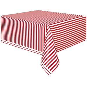 Randig bordsduk - Röd &amp; vit -