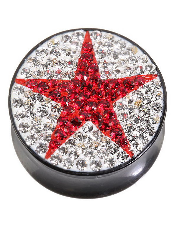 Red Diamond Star - Svart Piercing Plugg -