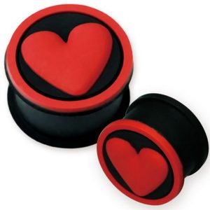 Red Heart - Svart Piercing Plugg -