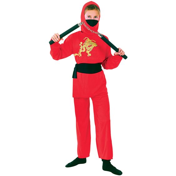 Röd Ninja Barn Maskeraddräkt -