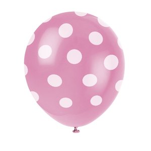 Rosa latexballonger med prickar - 30 cm 6 st -