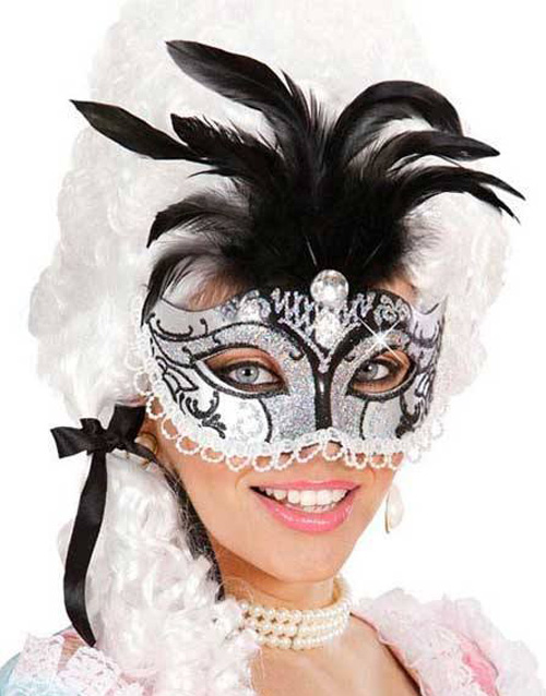 Venetianskinspirerad Mask med Fjädrar -