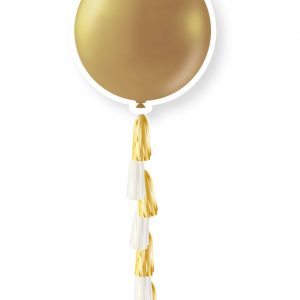1 stk 91 cm - Guldfärgad Metallisk Ballong med Ballongsvans -