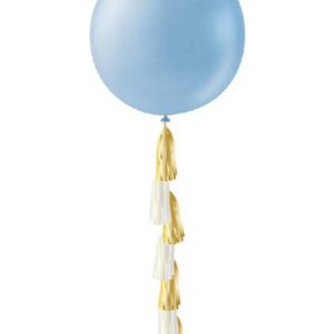 1 stk 91 cm - Ljus Pärlblå Ballong med Ballongsvans -