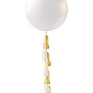 1 stk 91 cm - Pärlvit Ballong med Ballongsvans -