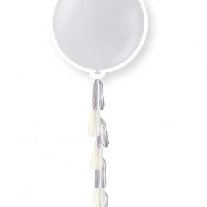 1 stk 91 cm - Silverfärgad Metallisk Ballong med Ballongsvans -