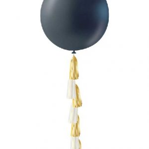 1 stk 91 cm - Svart Metallisk Ballong med Ballongsvans -