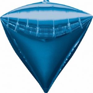 3 stk Blå Metallisk Diamondz Folieballong 50x38 cm -