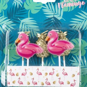 5 stk Flamingo och Ananas Tårtljus - Flamingo Gold -