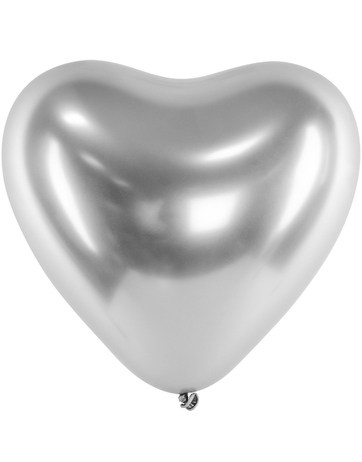 50 stk 30 cm - Glossy Silverfärgad Hjärtformade Ballonger -