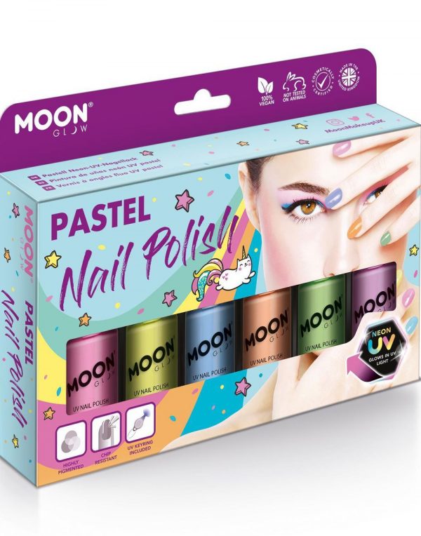 6 stk Pastellfärgade Neon UV/Blacklight Nagellack -